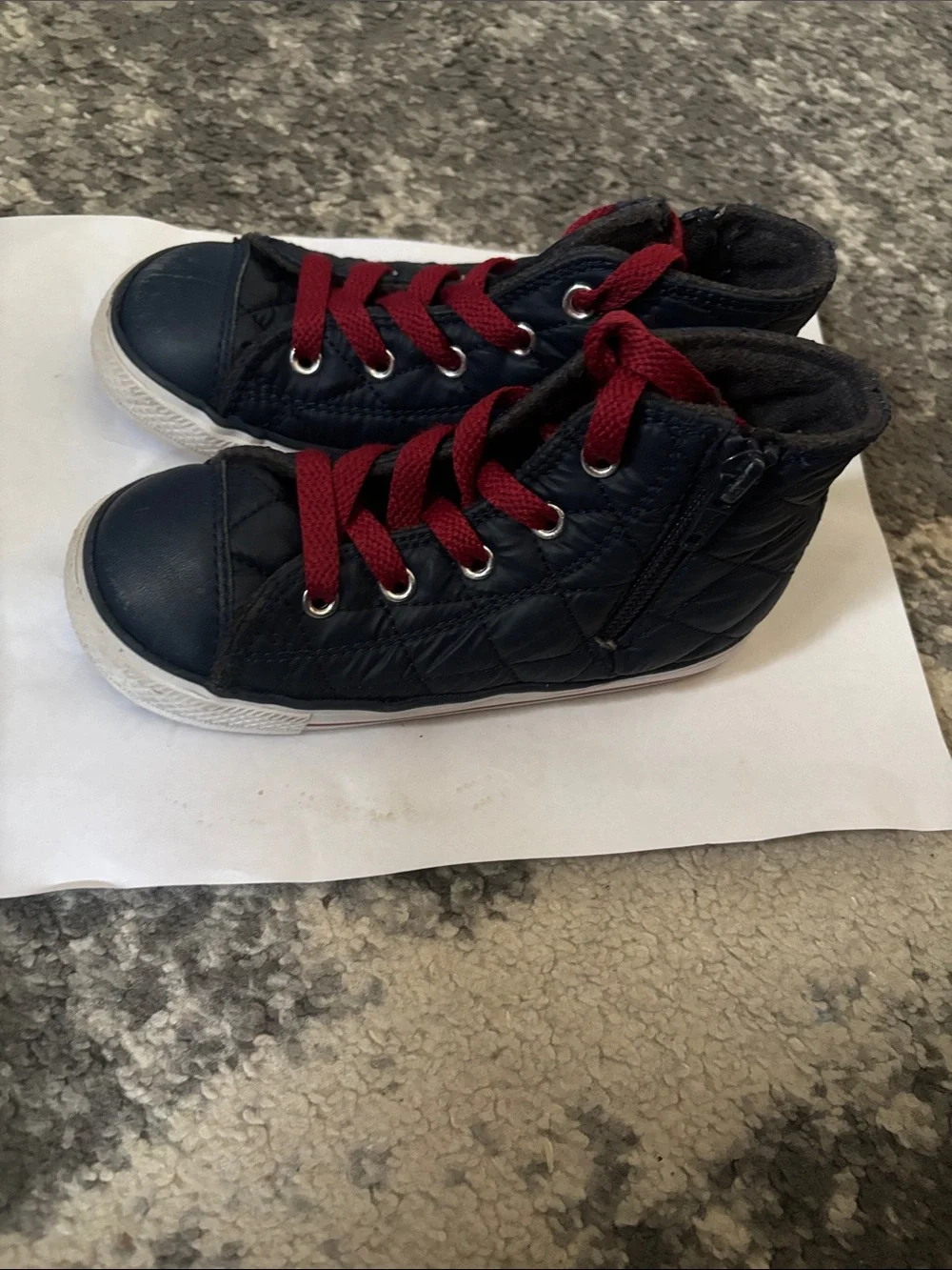 Converse Kids Navy High-Top Sneakers with Red Laces